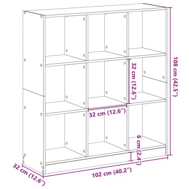 vidaXL Βιβλιοθήκη Γκρι Sonoma 102x32x108cm από Επεξεργ. Ξύλο 1 τεμ.