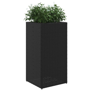 vidaXL Ζαρντινιέρα Κήπου Μαύρη 40x40x80 εκ. από Συνθετικό Ρατάν