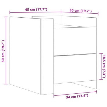 vidaXL Κομοδίνο Λευκό 45x50x50cm από Επεξεργασμένο Ξύλο 1 τεμ.