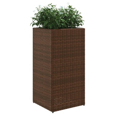 vidaXL Ζαρντινιέρα Κήπου Καφέ 40x40x80 εκ. από Συνθετικό Ρατάν