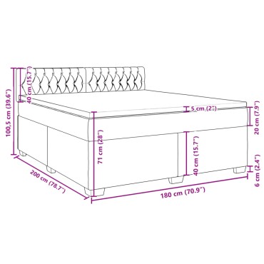 vidaXL Κρεβάτι Boxspring με Στρώμα Σκούρο Γκρι 180x200 εκ. Βελούδινο
