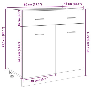 vidaXL Ντουλάπι με Συρτάρια "Lyon" σε Χρώμα Sonoma Δρυς 80x46x81,5cm από Τεχνητό Ξύλο 1 τεμ.