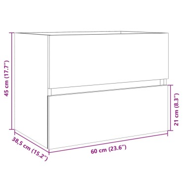 vidaXL Ντουλάπι Νιπτήρα Sonoma Δρυς 60x38,5x45cm Επεξεργασμένο Ξύλο 1 τεμ.