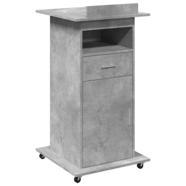 vidaXL Αναλόγιο με Ροδάκια & Συρτάρι Γκρι Σκυρ. 55x55x107cm Επεξ. Ξύλο 1 τεμ.