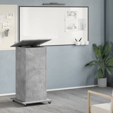vidaXL Αναλόγιο με Ροδάκια & Συρτάρι Γκρι Σκυρ. 55x55x107cm Επεξ. Ξύλο 1 τεμ.