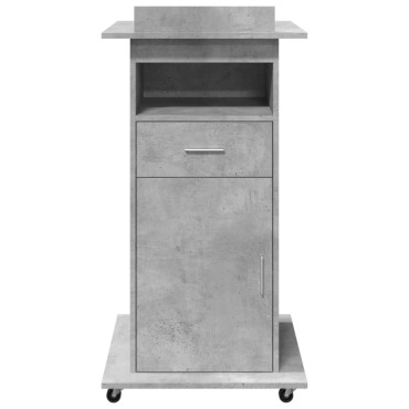 vidaXL Αναλόγιο με Ροδάκια & Συρτάρι Γκρι Σκυρ. 55x55x107cm Επεξ. Ξύλο 1 τεμ.