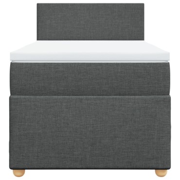 vidaXL Κρεβάτι Boxspring με Στρώμα Σκούρο Γκρι 90x200 εκ. Υφασμάτινο