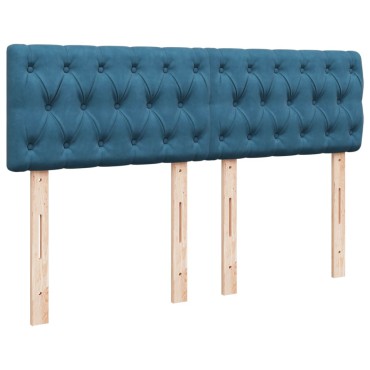 vidaXL Κρεβάτι Boxspring με Στρώμα Σκούρο Μπλε 140x190 εκ. Βελούδινο