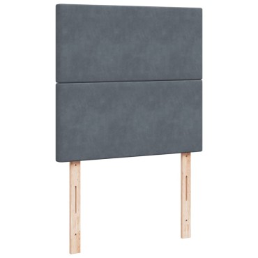 vidaXL Κρεβάτι Boxspring με Στρώμα Σκούρο Γκρι 90x200 εκ. Βελούδινο