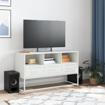vidaXL Έπιπλο Τηλεόρασης Λευκό 100,5x39x60,5cm από Ατσάλι
