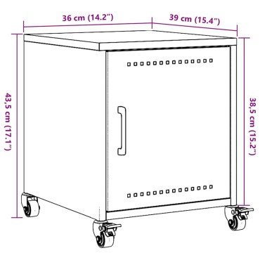 vidaXL Κομοδίνο Μουσταρδί 36x39x43,5cm από Χάλυβα 1 τεμ.