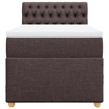 vidaXL Κρεβάτι Boxspring με Στρώμα Σκούρο Καφέ 90x190 εκ. Υφασμάτινο