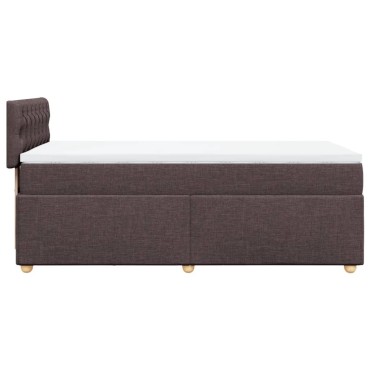 vidaXL Κρεβάτι Boxspring με Στρώμα Σκούρο Καφέ 90x190 εκ. Υφασμάτινο
