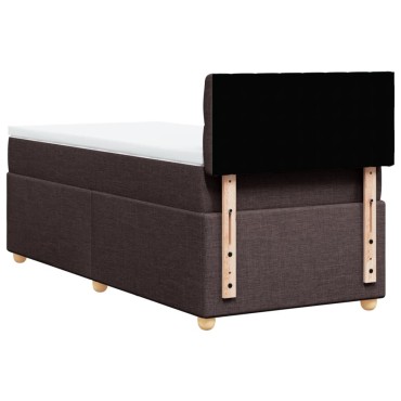 vidaXL Κρεβάτι Boxspring με Στρώμα Σκούρο Καφέ 90x190 εκ. Υφασμάτινο