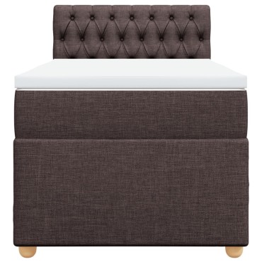 vidaXL Κρεβάτι Boxspring με Στρώμα Σκούρο Καφέ 90x190 εκ. Υφασμάτινο