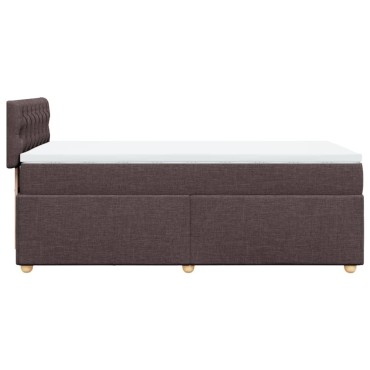 vidaXL Κρεβάτι Boxspring με Στρώμα Σκούρο Καφέ 90x190 εκ. Υφασμάτινο
