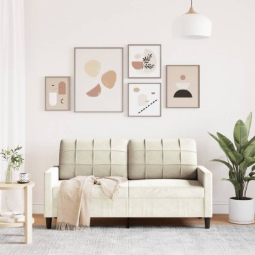 vidaXL Καναπές Διθέσιος Κρεμ Βελούδινος 157x77x80cm 1 τεμ.