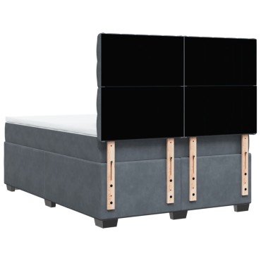 vidaXL Κρεβάτι Boxspring με Στρώμα Σκούρο Γκρι 140x190 εκ. Βελούδινο