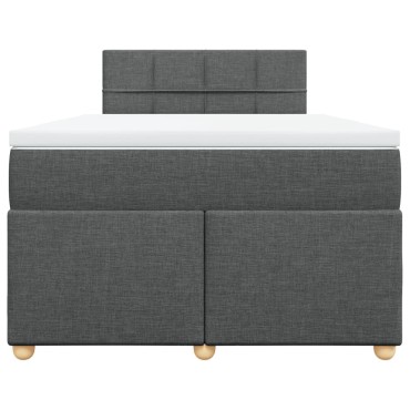 vidaXL Κρεβάτι Boxspring με Στρώμα Σκούρο Γκρι 120x190 εκ Υφασμάτινο