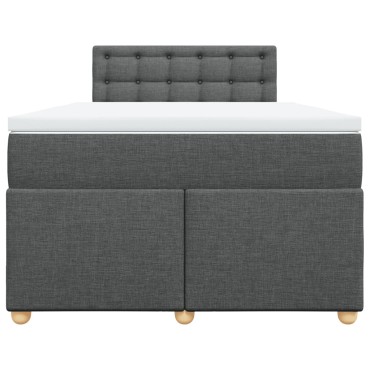 vidaXL Κρεβάτι Boxspring με Στρώμα Σκούρο Γκρι 120x190 εκ Υφασμάτινο