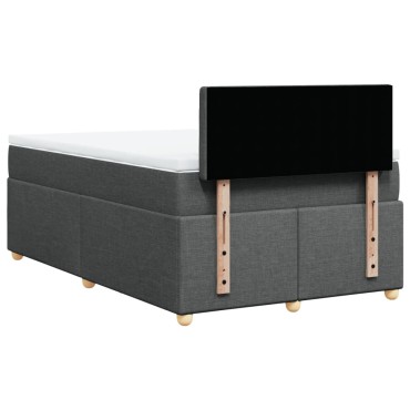 vidaXL Κρεβάτι Boxspring με Στρώμα Σκούρο Γκρι 120x190 εκ Υφασμάτινο