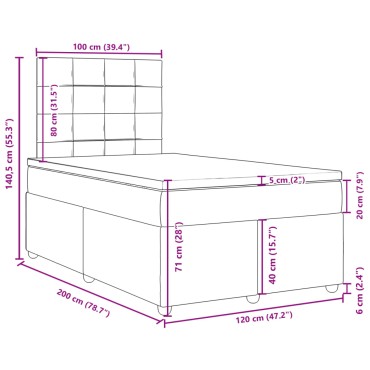 vidaXL Κρεβάτι Boxspring με Στρώμα Μπλε 120x200 εκ. Υφασμάτινο