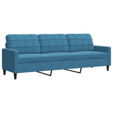 vidaXL Καναπές Τριθέσιος Μπλε Βελούδινος 226x77x80cm 1 τεμ.