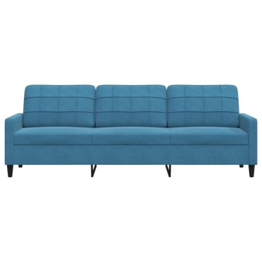 vidaXL Καναπές Τριθέσιος Μπλε Βελούδινος 226x77x80cm 1 τεμ.