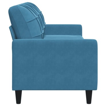 vidaXL Καναπές Τριθέσιος Μπλε Βελούδινος 226x77x80cm 1 τεμ.