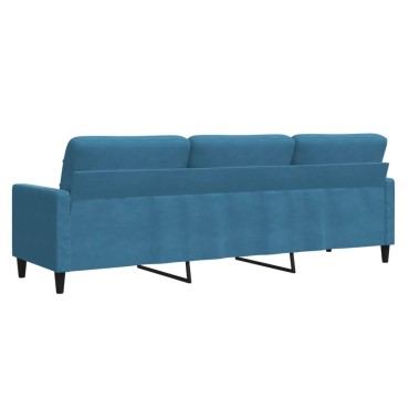 vidaXL Καναπές Τριθέσιος Μπλε Βελούδινος 226x77x80cm 1 τεμ.