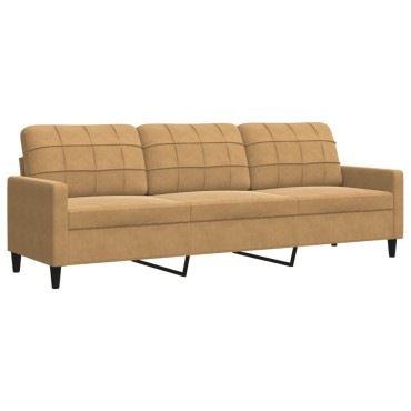 vidaXL Καναπές Τριθέσιος Καφέ Βελούδινος 226x77x80cm 1 τεμ.