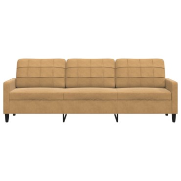 vidaXL Καναπές Τριθέσιος Καφέ Βελούδινος 226x77x80cm 1 τεμ.