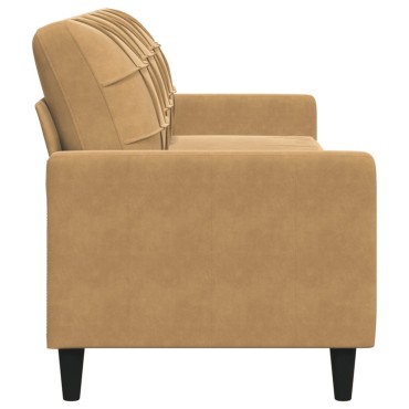 vidaXL Καναπές Τριθέσιος Καφέ Βελούδινος 226x77x80cm 1 τεμ.