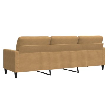 vidaXL Καναπές Τριθέσιος Καφέ Βελούδινος 226x77x80cm 1 τεμ.