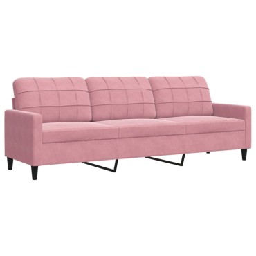 vidaXL Καναπές Τριθέσιος Ροζ Βελούδινος 226x77x80cm 1 τεμ.
