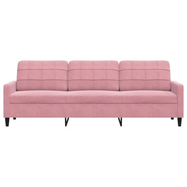 vidaXL Καναπές Τριθέσιος Ροζ Βελούδινος 226x77x80cm 1 τεμ.