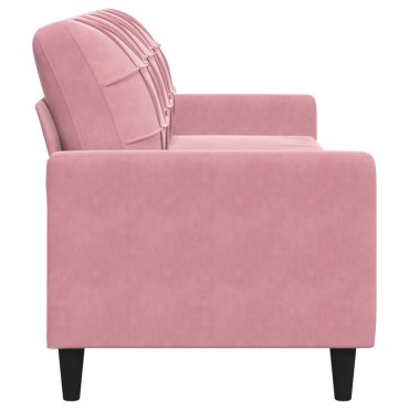 vidaXL Καναπές Τριθέσιος Ροζ Βελούδινος 226x77x80cm 1 τεμ.