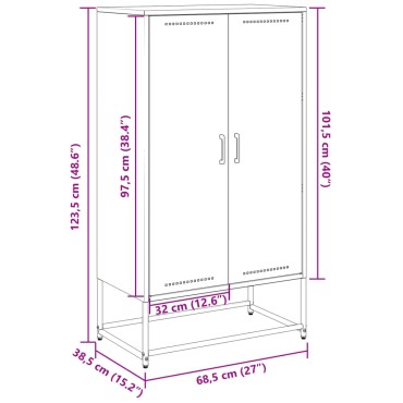 vidaXL Ντουλάπι Λευκό 68,5x38,5x123,5cm από Ατσάλι 1 τεμ.