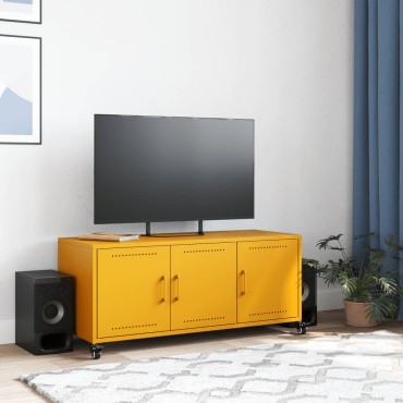 vidaXL Έπιπλο Τηλεόρασης Μουσταρδί Κίτρινο 100,5x39x43,5cm από Ατσάλι
