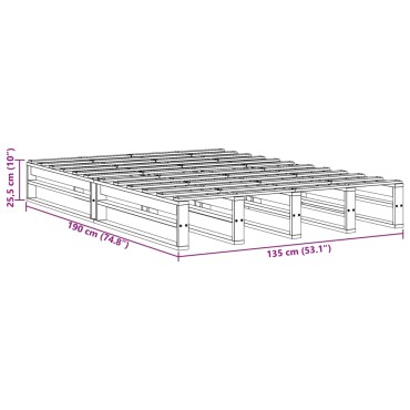 vidaXL Σκελετός Κρεβ. Χωρίς Στρώμα Λευκό 135x190 εκ Μασίφ Πεύκο