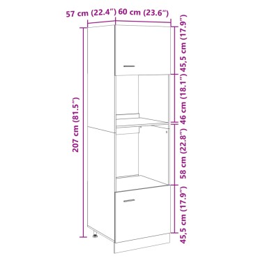 vidaXL Ντουλάπι για Φούρνο Μικροκυμάτων Lyon Sonoma Δρυς 60x57x207cm 1 τεμ.
