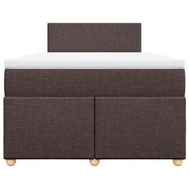 vidaXL Κρεβάτι Boxspring με Στρώμα Σκούρο Καφέ 120x200 εκ. Υφασμάτινο