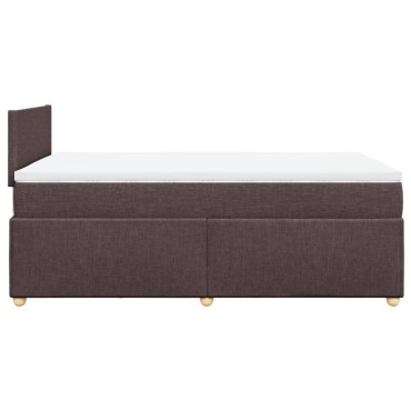 vidaXL Κρεβάτι Boxspring με Στρώμα Σκούρο Καφέ 120x200 εκ. Υφασμάτινο
