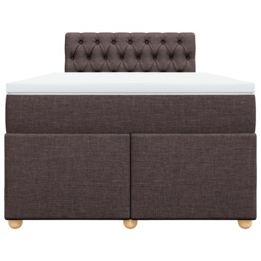 vidaXL Κρεβάτι Boxspring με Στρώμα Σκούρο Καφέ 120x200 εκ. Υφασμάτινο