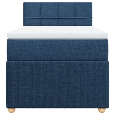 vidaXL Κρεβάτι Boxspring με Στρώμα Μπλε 90x190 εκ.Υφασμάτινο