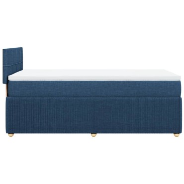 vidaXL Κρεβάτι Boxspring με Στρώμα Μπλε 90x190 εκ.Υφασμάτινο