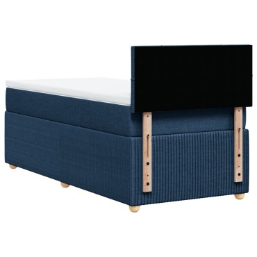 vidaXL Κρεβάτι Boxspring με Στρώμα Μπλε 90x190 εκ.Υφασμάτινο