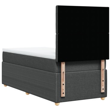 vidaXL Κρεβάτι Boxspring με Στρώμα Σκούρο Γκρι 90x190 εκ. Υφασμάτινο