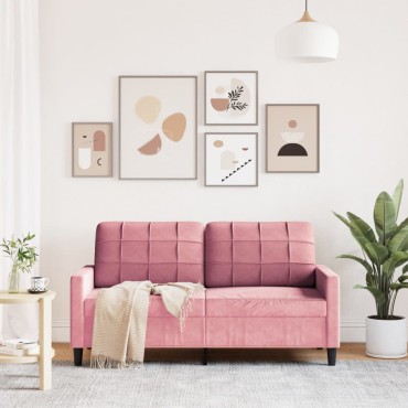vidaXL Καναπές Διθέσιος Ροζ Βελούδινος 157x77x80cm 1 τεμ.