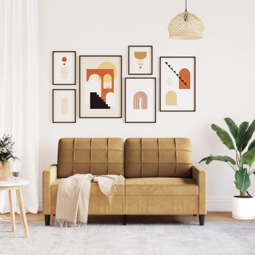 vidaXL Καναπές Διθέσιος Καφέ Βελούδινος 157x77x80cm 1 τεμ.